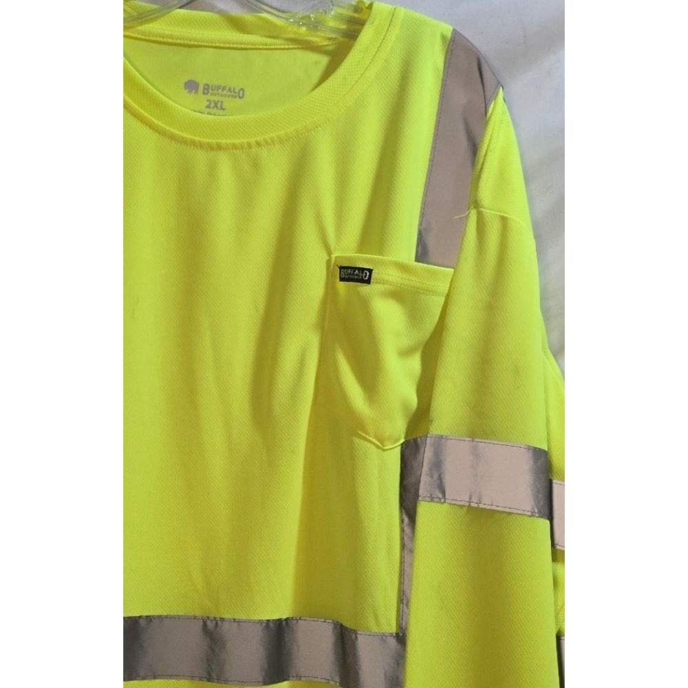 Buffalo Outdoors High Visibility Neon Yellow Long Sleeve Safety Shirt Men's 2XL